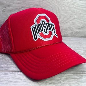 NEW VINTAGE STYLE OHIO STATE BUCKEYES RED TRUCKER HAT CAP ADULT S…